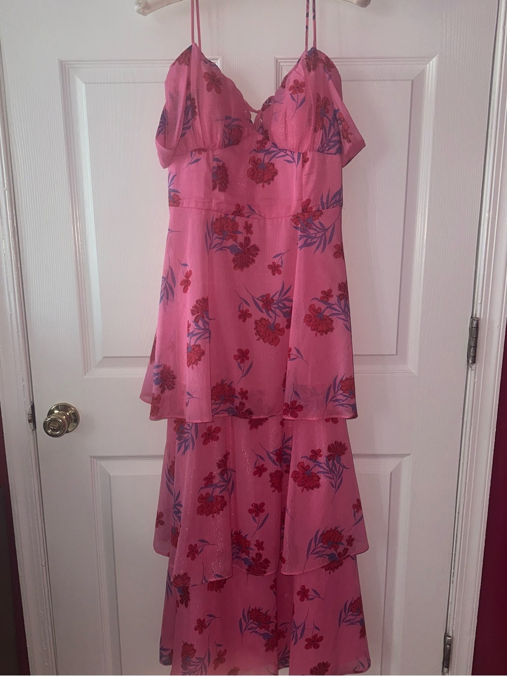 Crystal Doll Bright Pink Floral Slip Dress